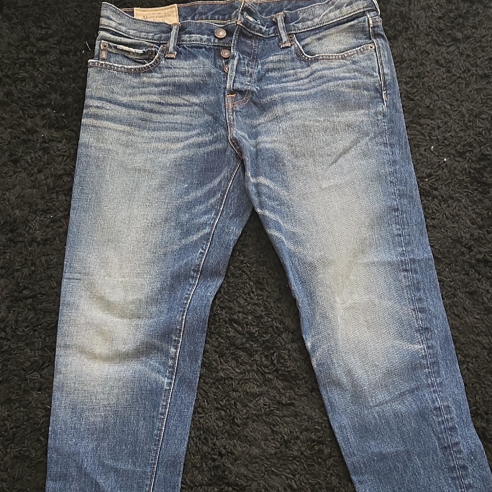 Abercrombie & Fitch Men's Faded Blue Slim Jeans